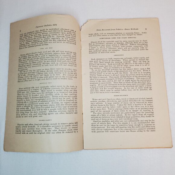 U.S. Department Of Agriculture Farmers Bulletin No 1474 Stain Removal Tips 1926 - Picture 3 of 13